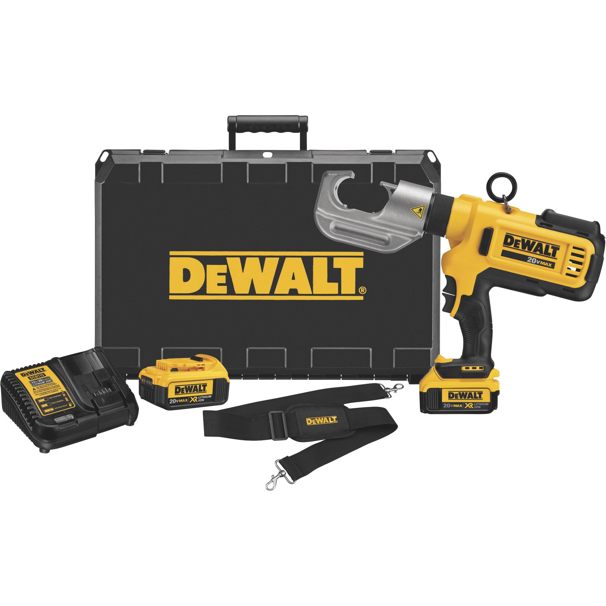 DEWALT 20 Volt MAX Died Cable Crimping Tool Kit — U-Type, 2 Batteries, Model# DCE300M2